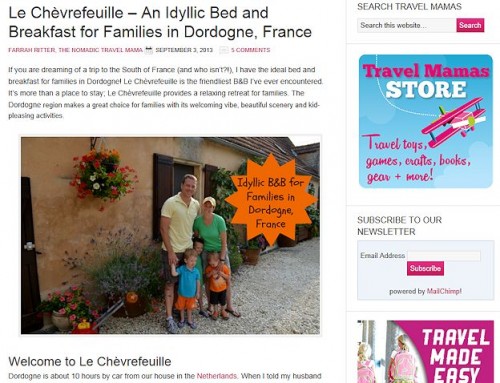 Le Chevrefeuille featured on Travel Mamas